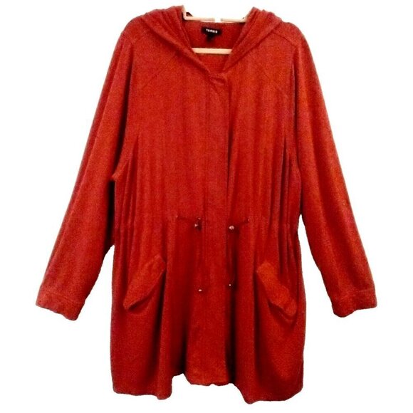 Torrid Tops - Torrid Women's Cinch Waist Hoodie Jacket Full Zip Pockets Roll Tab Rust - 3X